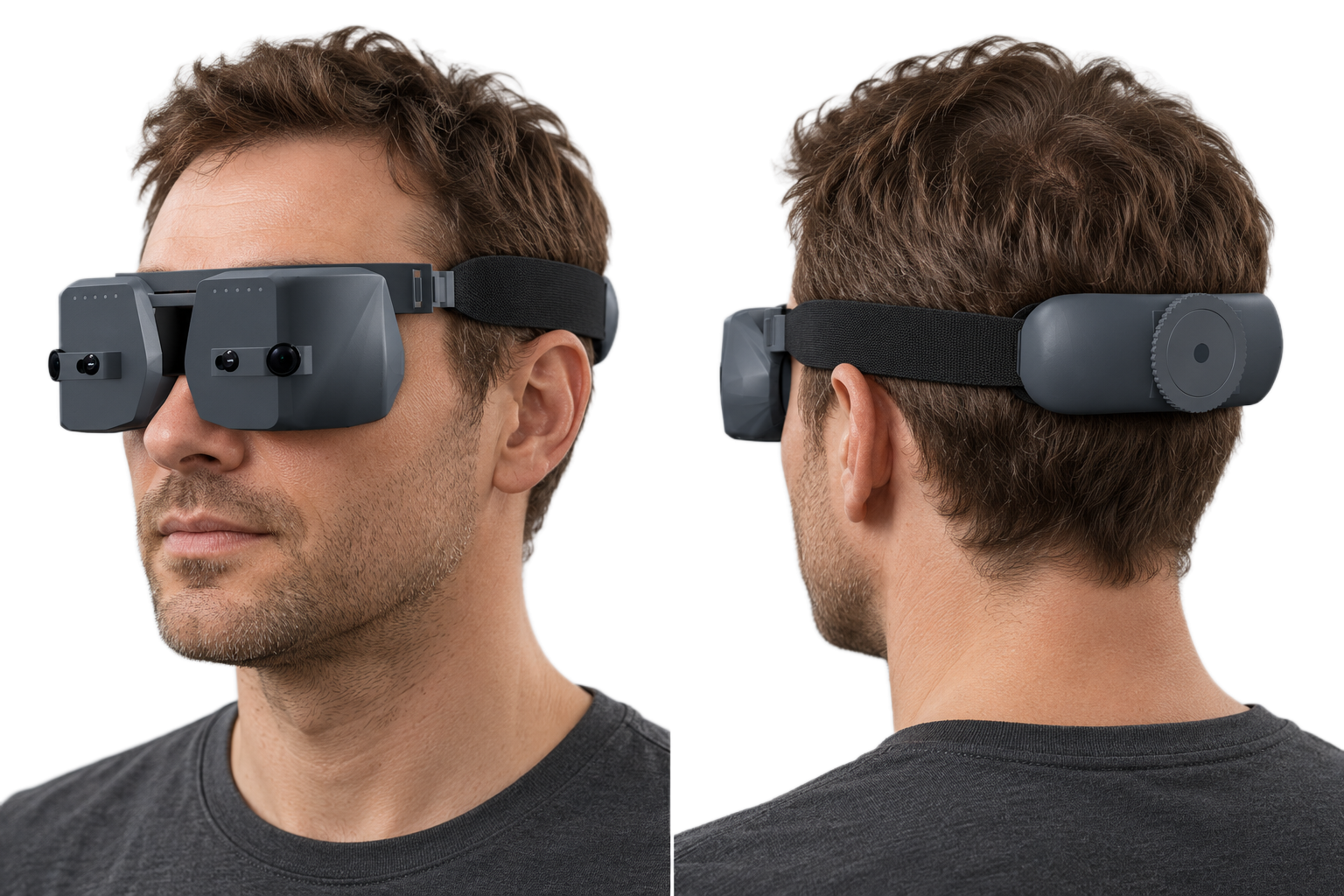 Man wearing the Hypervision wide-field HMD