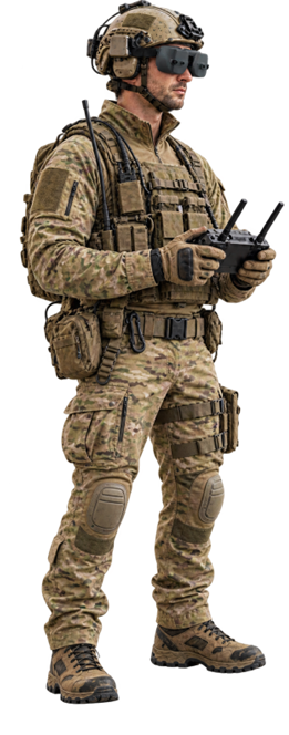 Remote field operator wearing a Hypervision headset and holding a controller